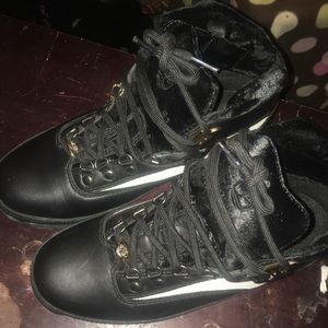 Black and white woman timberland